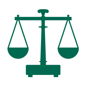Icon in Form einer grünen Waage als Symbol für das Gebäudeenergiegesetz im Zusammenhang mit den Auswirkungen auf die Befestigungstechnik